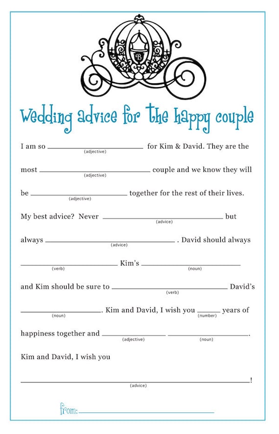 Free Printable Bridal Shower Mad Libs