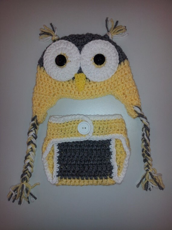Crochet Earflap Owl Hat and Diaper Cover Set by MrsNikNaks ...