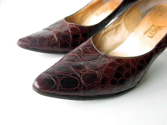 Brown Alligator Shoes Women 9.5 Vintage by RagtimeTreasures