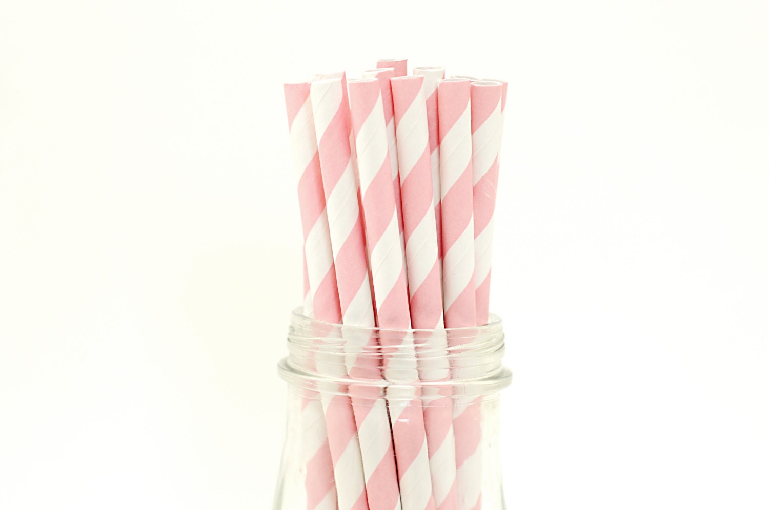 Set of 25 Pink Striped Paper Straws with FREE DIY Printable Flags Il_570xn