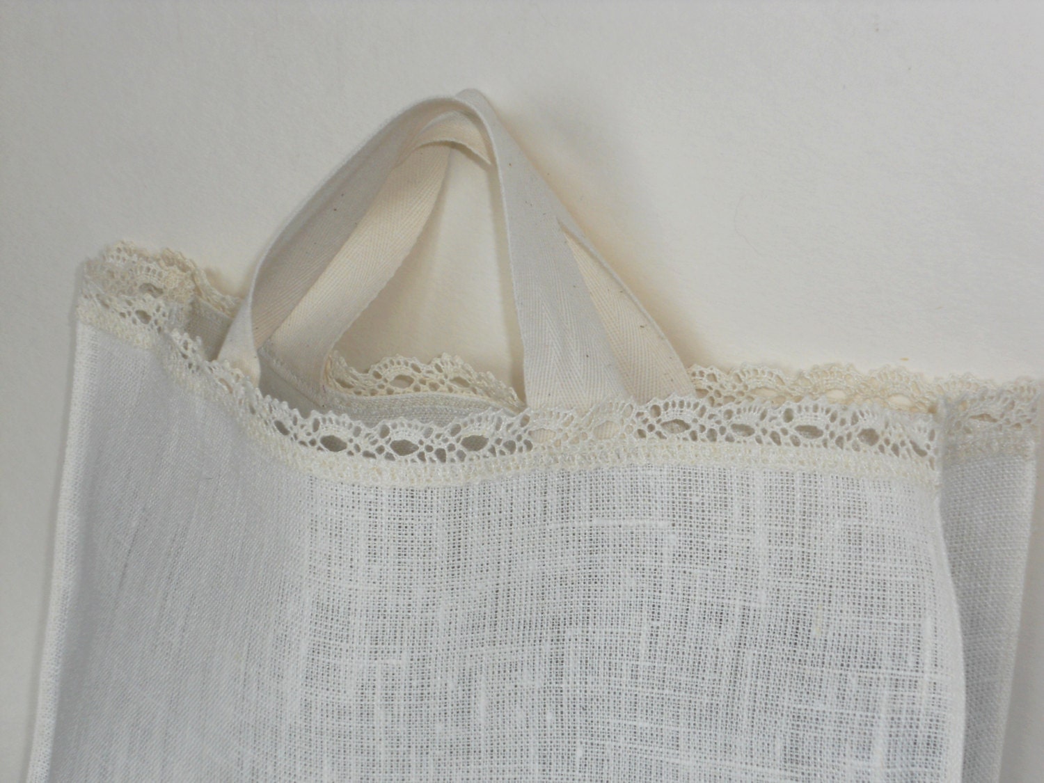 Linen tote bag ivory linen and lace personalized wedding bridal tote ...