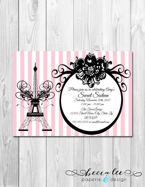 Parisian Theme Party Invitation - DIY - Printable Il_570xn