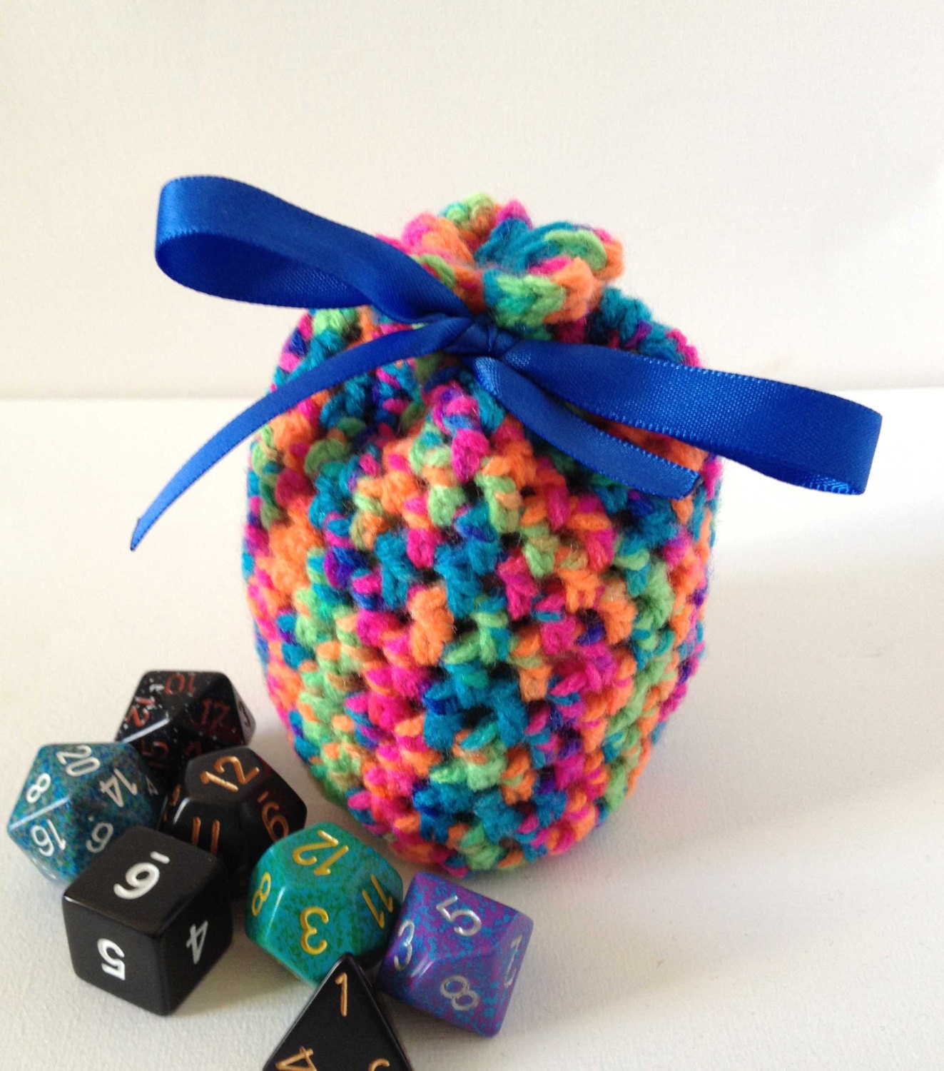 Rainbow Dice Bag, Small Crochet Bag, Small Dice Bag, Rainbow Yarn ...