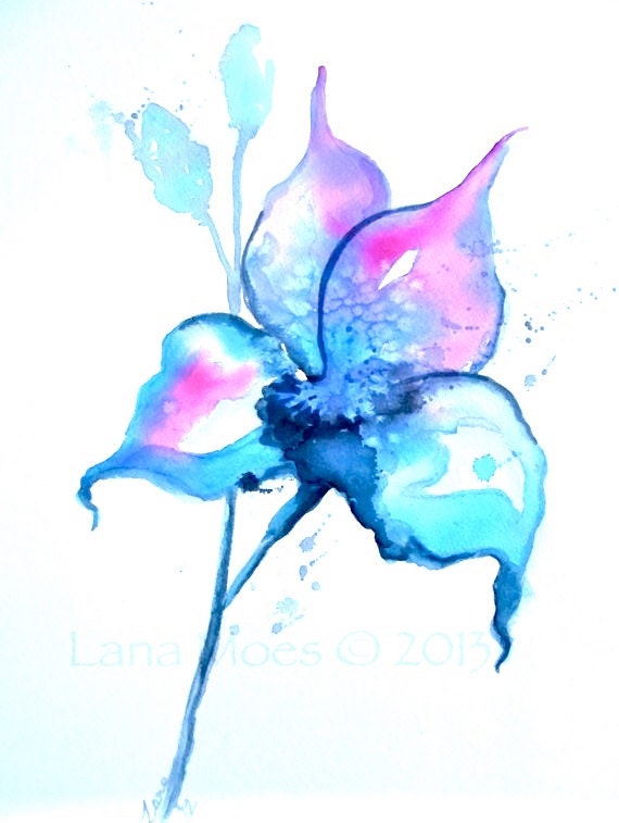 Items similar to Watercolor Painting Minimalist Semi Abstract Original Floral Emotion Pink