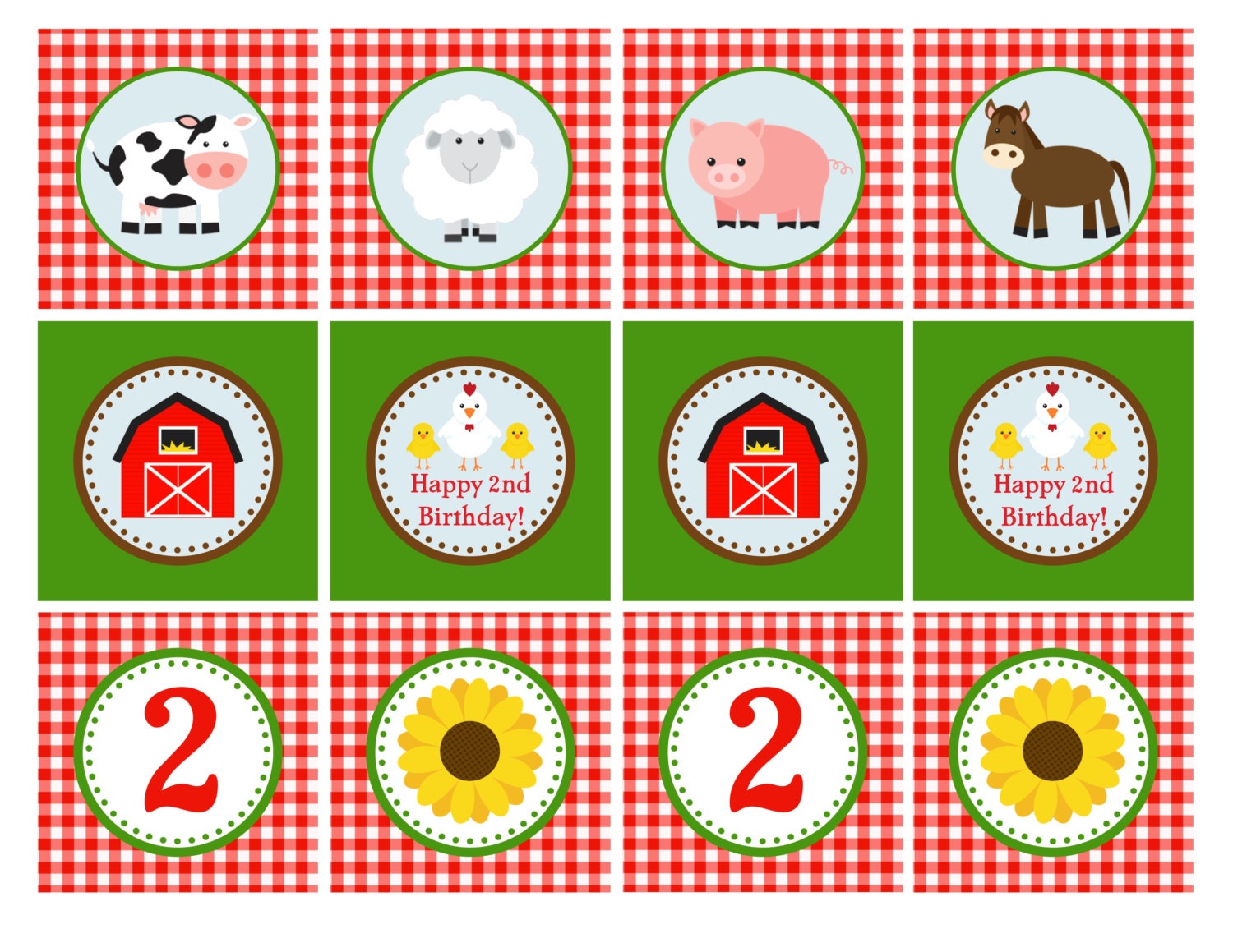 PRINTABLE Farm Animal Cupcake Toppers 2 By GeminiCelebrations