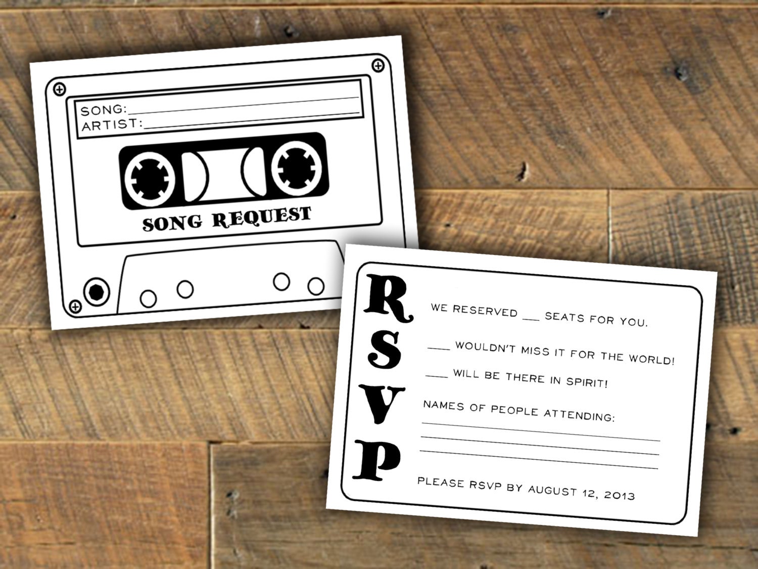 Cassette Tape Song Request Wedding RSVP Card by