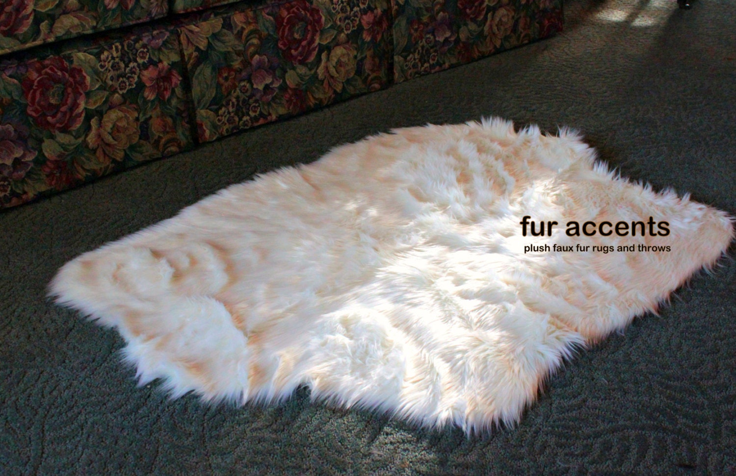 48 Faux Fur Off white Sheepskin Area Rug Faux Fur by FurAccents