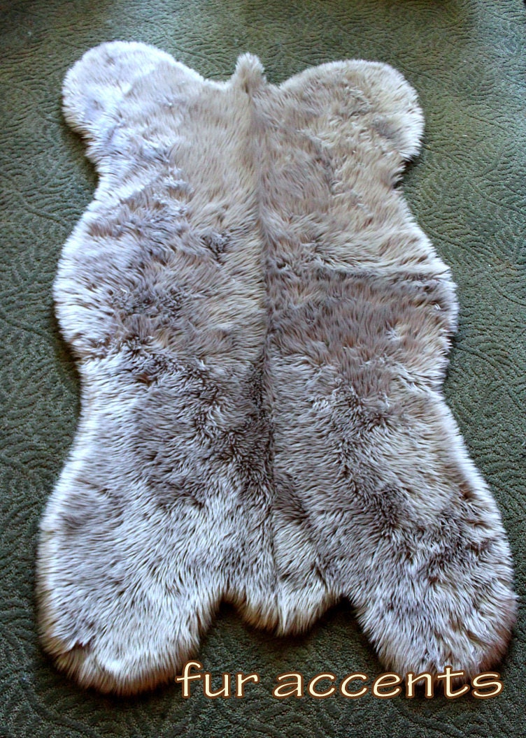 3'x5' Fake Sheepskin Area Rug gray Faux Fur Bear by FurAccents