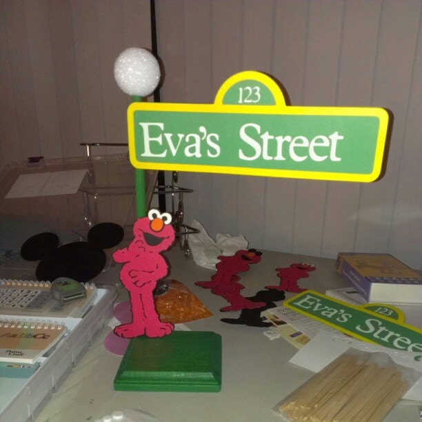 Sesame Street Lamp Post Centerpiece or by MadisonPartyBoutique