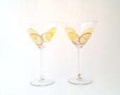 Pair of Orange and Lemon Cocktail Glasses - ToastedGlass