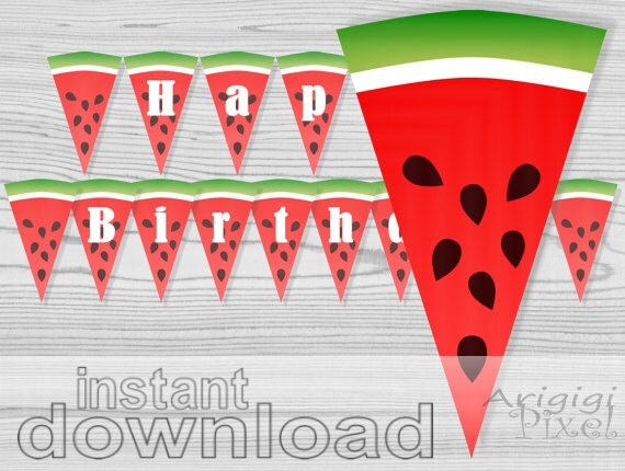 Happy Birthday Banner Slices Of Watermelon Banner Watermelon