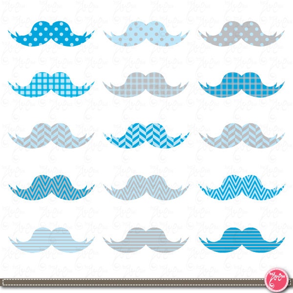 Mustaches Clip Art , Blue Mustaches, Baby Mustaches perfect for Scrapbook, Cards, Invitations,Personal and Commercial Use Oth005 Il_570xn