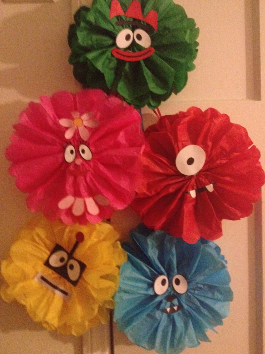 Yo Gabba Gabba Inspired Pom Poms