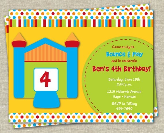 Bounce House Invitation Customized Birthday Party Il_570xn