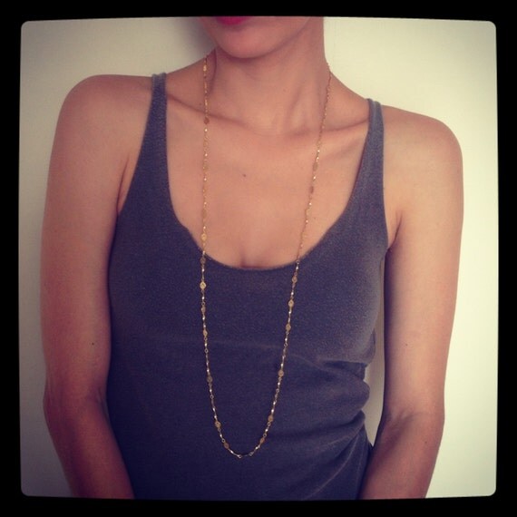Gold Necklace Long Necklace, Delicate Gold Necklace, Wedding jewelry