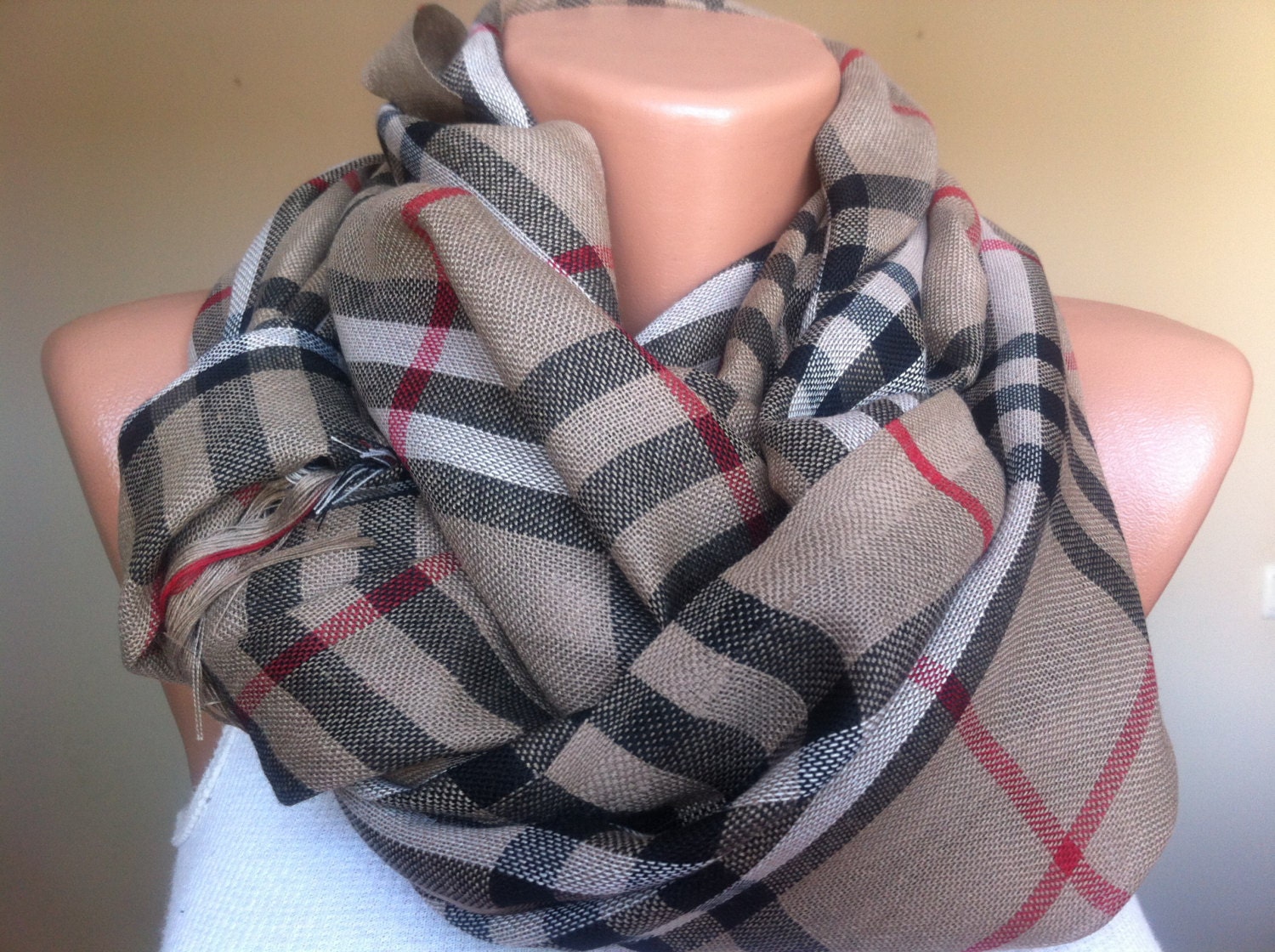 plaid shawl / shoulder wrap / scarf women by twobirdsgirl on Etsy