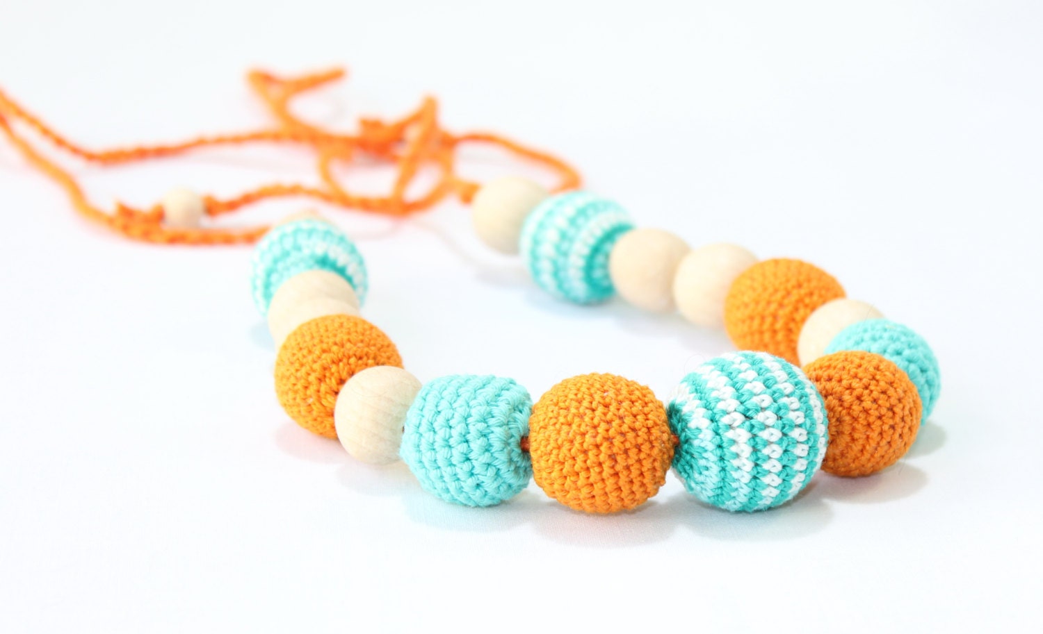 Nursing necklace / Teething necklace / Crochet Necklace for mom and child / Breastfeeding Jewelry for Mom / Crochet sling necklace - TanyaforBaby