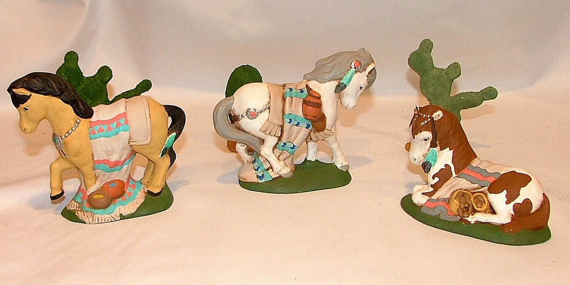 Ceramic Native American Indian Nativity Set By Leviladyceramics