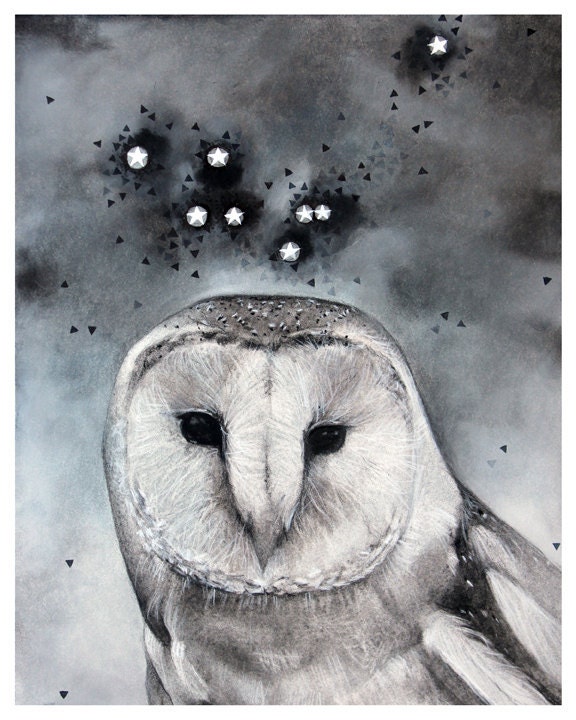 Noctua the Little Owl - Constellation Art Print - stoneandviolet