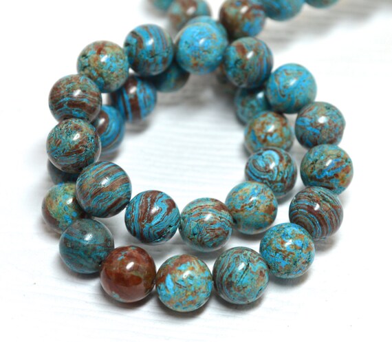 earthy blue and brown jasper gemstone 10mm by aDayAtTheBeach2