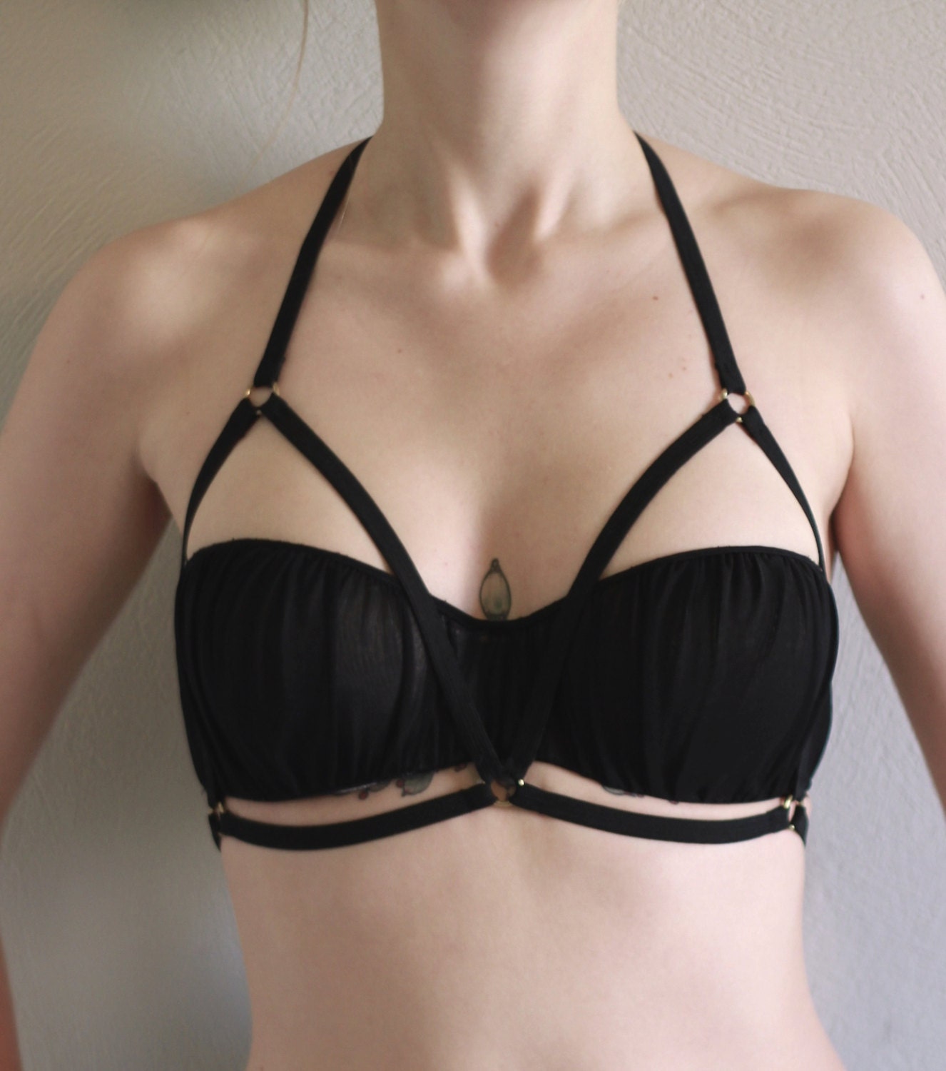 Marilyn Frame Bra Harness Cage Bra Corset Black By Rosewithheart 