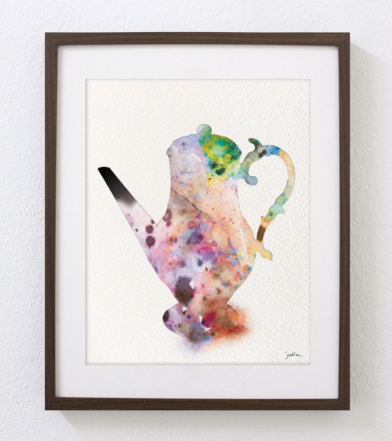 Coffee Pot Art Watercolor Painting 8x10 Archival by