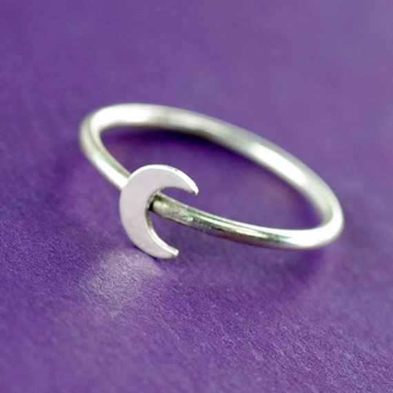 Crescent Moon Stacking Ring in Sterling Silver - Crescent Moon Ring