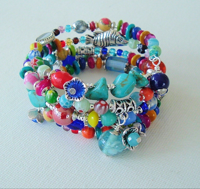 Boho Bracelet, Bohemian Jewelry, Colorful, Layered Gypsy Bracelet