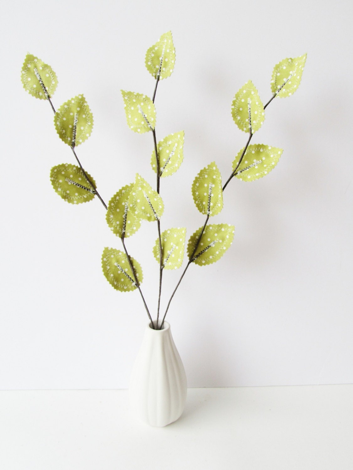ves Light Green Winter White Polka Dot Twig b