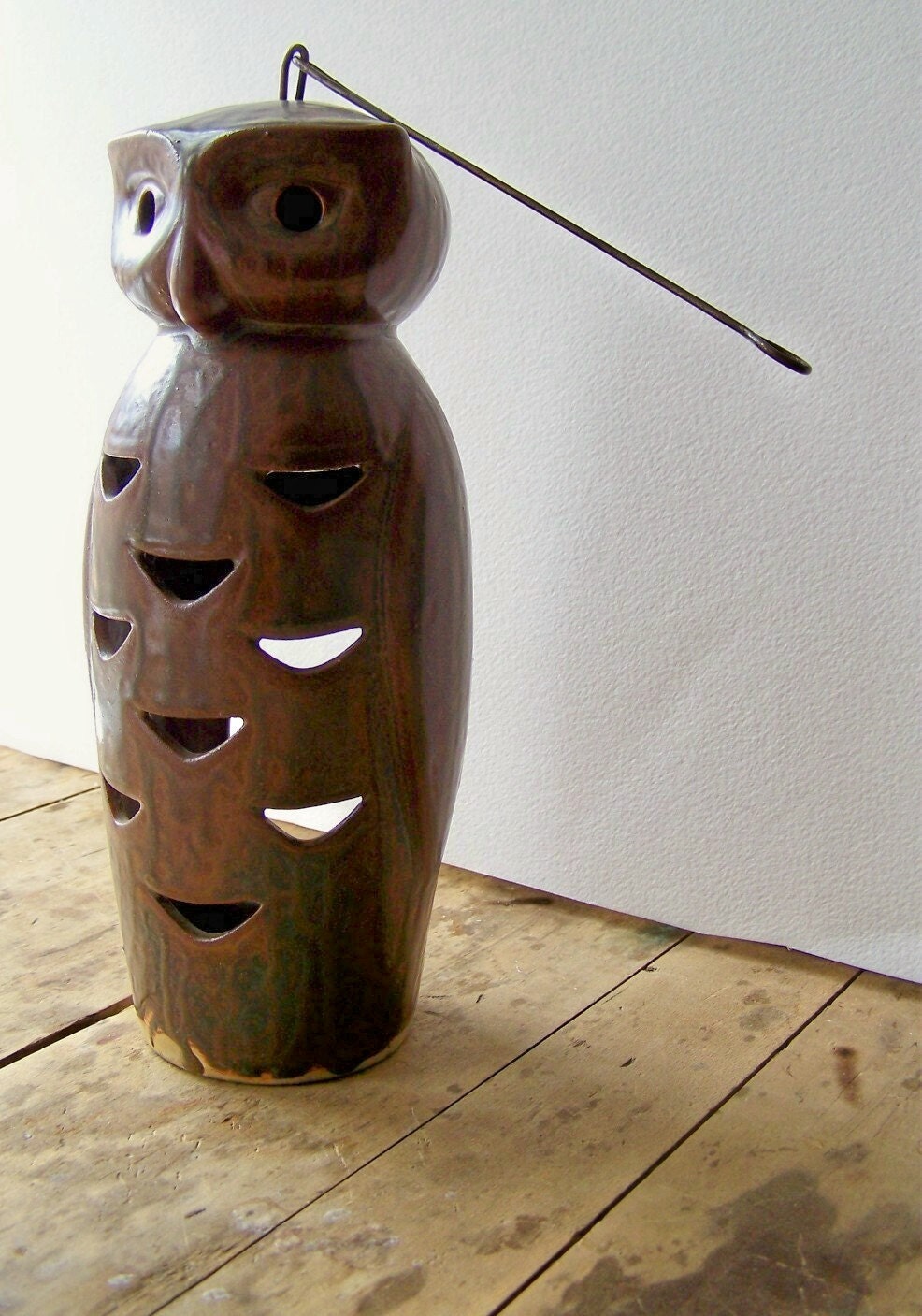 Vintage Ceramic Owl Lantern Mid Century by lovelyhomevintage