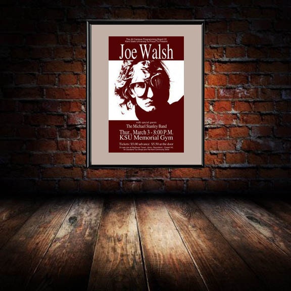 Joe Walsh 1975 Framed Kent State Concert by ClevelandRockAndRoll
