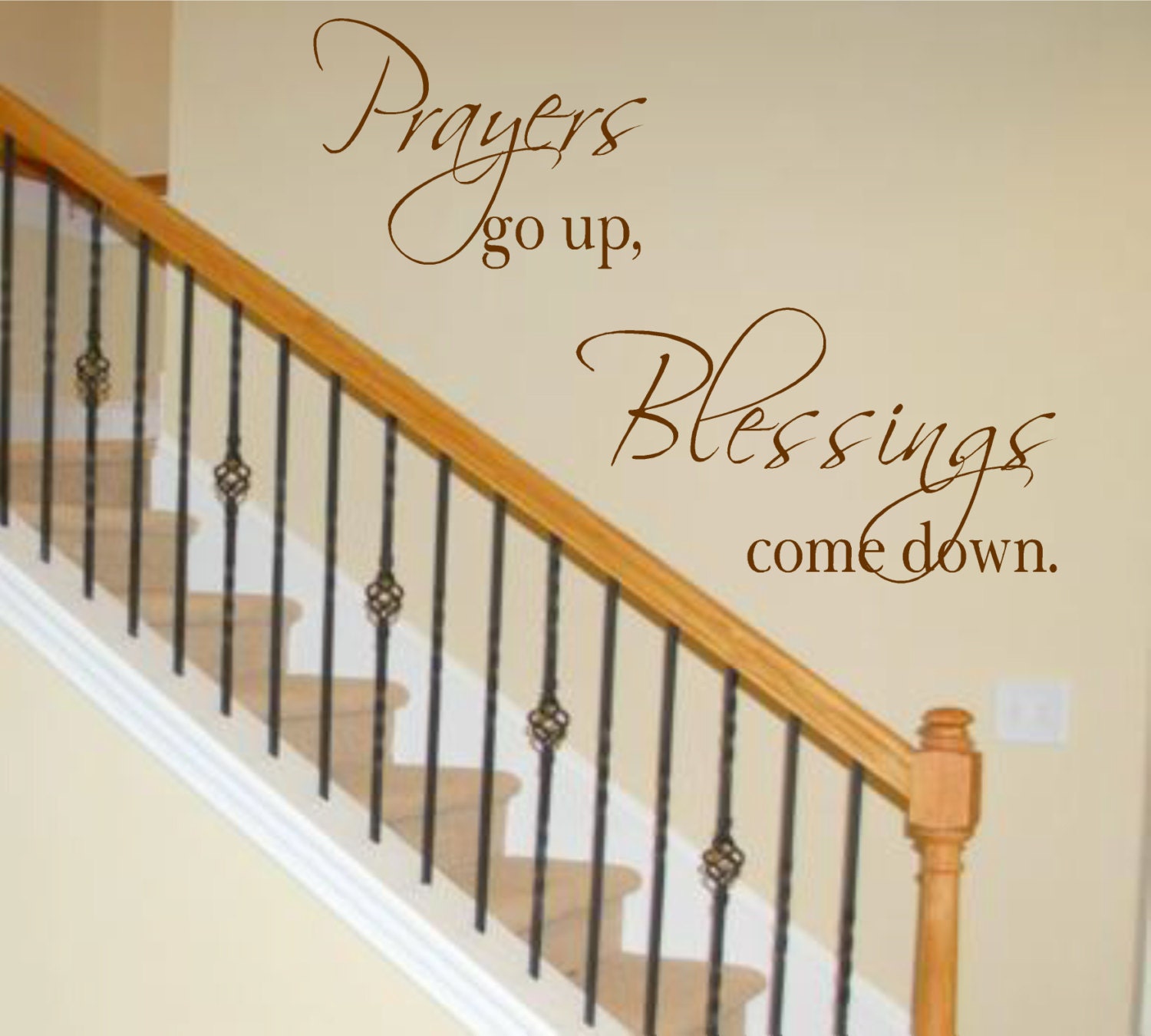Vinyl Wall Decal Prayers go up Blessings come by landbgraphics