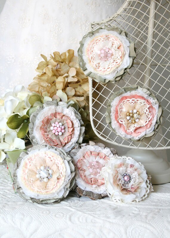 Bridesmaid Dress Fabric Flower Pins Made to by rosyposydesigns