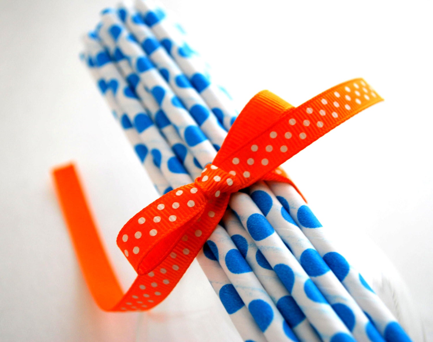 24 Royal Blue POLKA DOTS Paper Straws MariaPalito A515 Il_570xn
