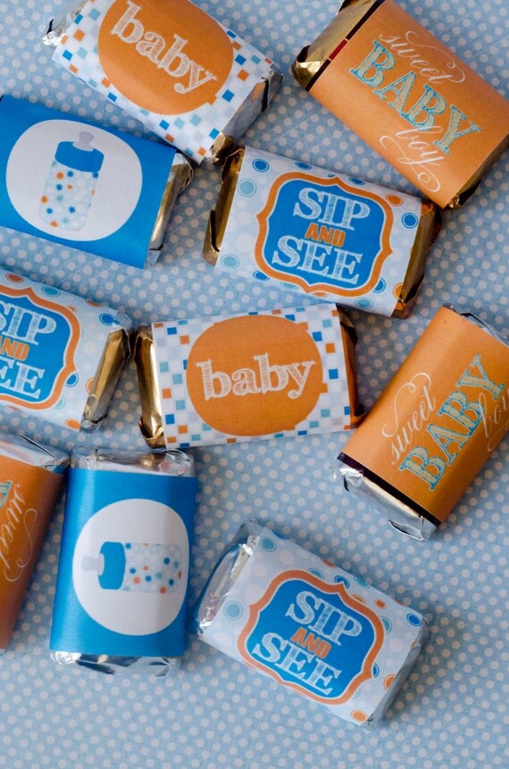 Sip & See Baby Shower PRINTABLE Mini Candy Bar Wrapper (INSTANT DOWNLOAD) from Love The Day Il_570xn