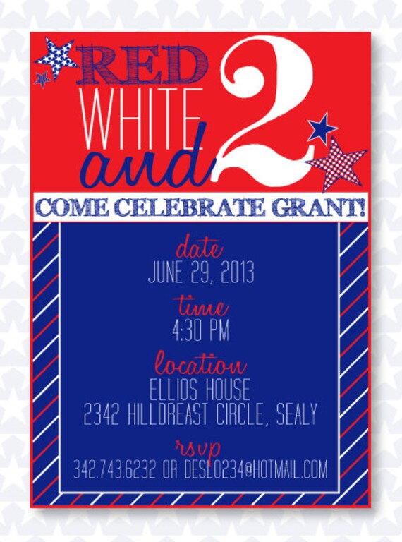 Red, White & Two PRINTABLE Invitation from Love The Day Il_570xn