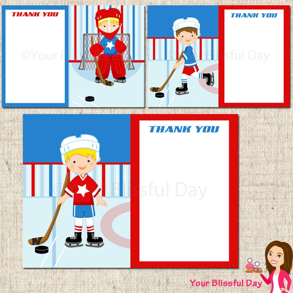 PRINTABLE Hockey Thank You Cards (Character of your choice) Il_570xn