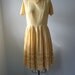 Vintage Dress 1950's 1960's Home Sewn Mustard Gingham Plaid with Hand Embroidered Cross Stitch