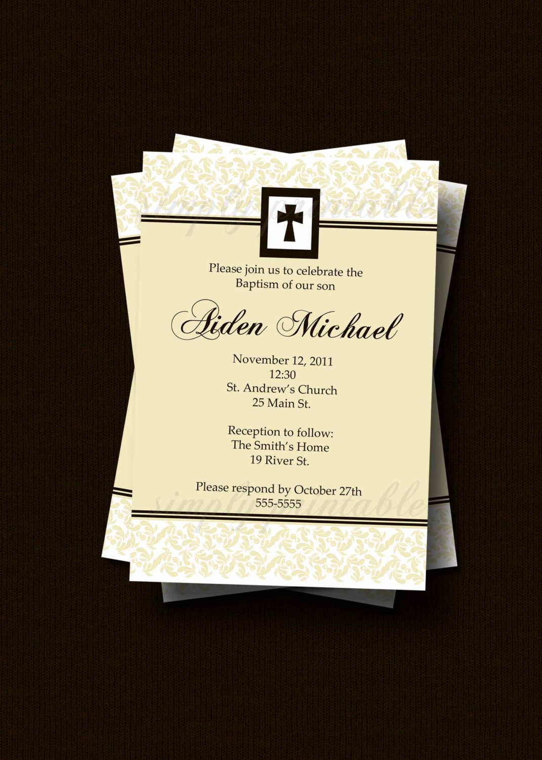 Boy or Girl Baptism/Christening Invitation Printable Il_570xn