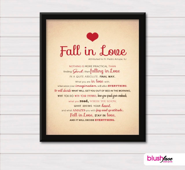Fall in Love Poem - Anniversary or Wedding Gift - 8x10 Art Print