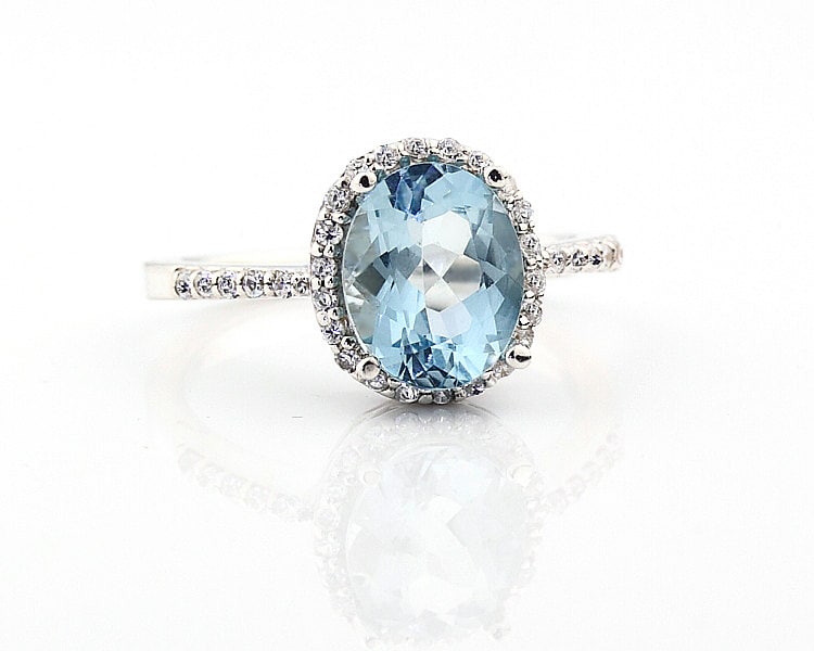 Natural Aaa Aquamarine Solid 14k White Gold Diamond By Gngjewel 6117