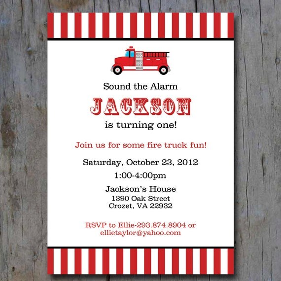 Printable Fire Truck Birthday Party Invite Il_570xn