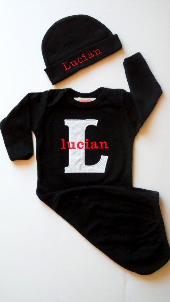 Personalized Baby Boy Clothes Infant Layette Gown by sassylocks