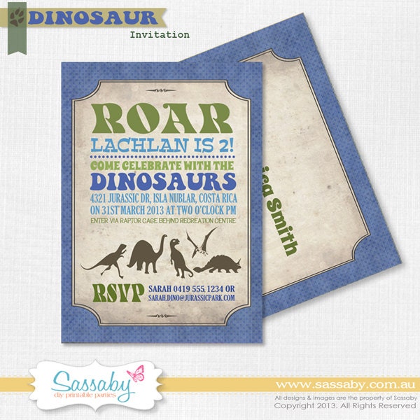 Dinosaur Party Invitation - DIY PRINTABLE FILE - Boys Birthday Party Il_570xn