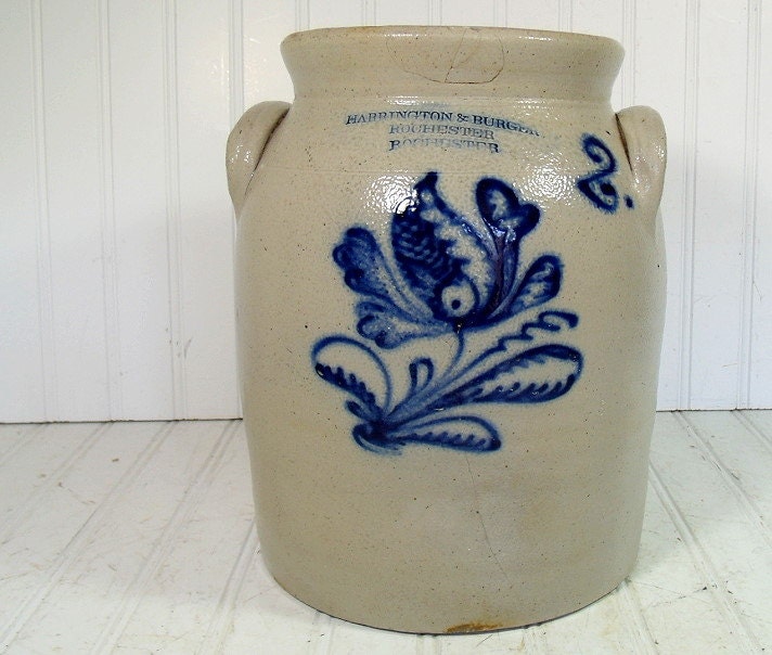 Vintage StoneWare Two Handled Crock Harrington & by DivineOrders