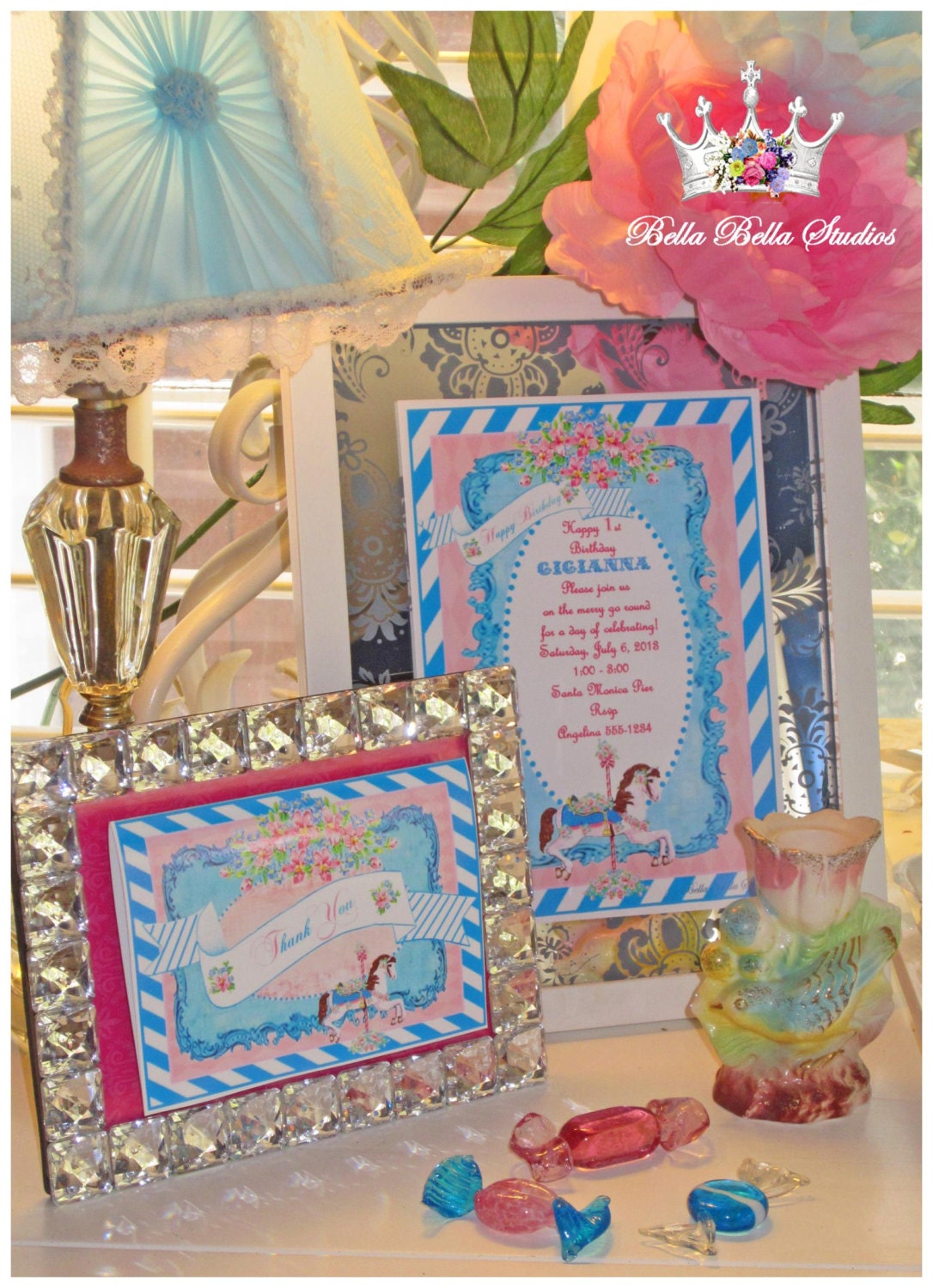 Vintage Carousel Horse Party - CUSTOM PRINTABLE INVITATION by Bella Bella Studios Il_570xn