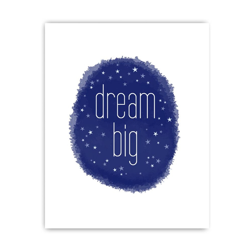 Dream Big Print - Navy Dark Gray Grey