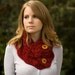 Red Cowl, Wood Button Crochet Cowl, Neck Warmer, Maroon Shell Neckwarmer
