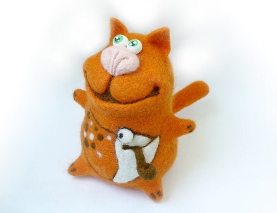 Aguja Toy Felted - Orange Escultura cat-Soft, OOAK