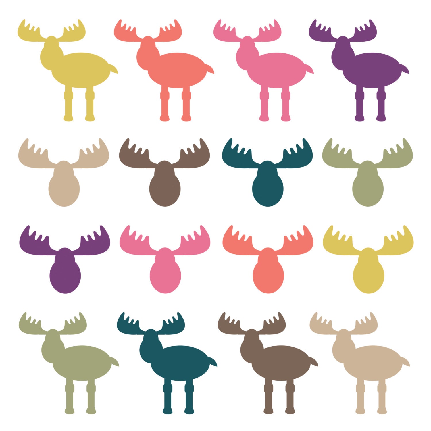 INSTANT DOWNLOAD // Moose Clipart // Moose Heads // Woodland Clipart // Animal ClipArt // Antler Clip Art Il_570xn